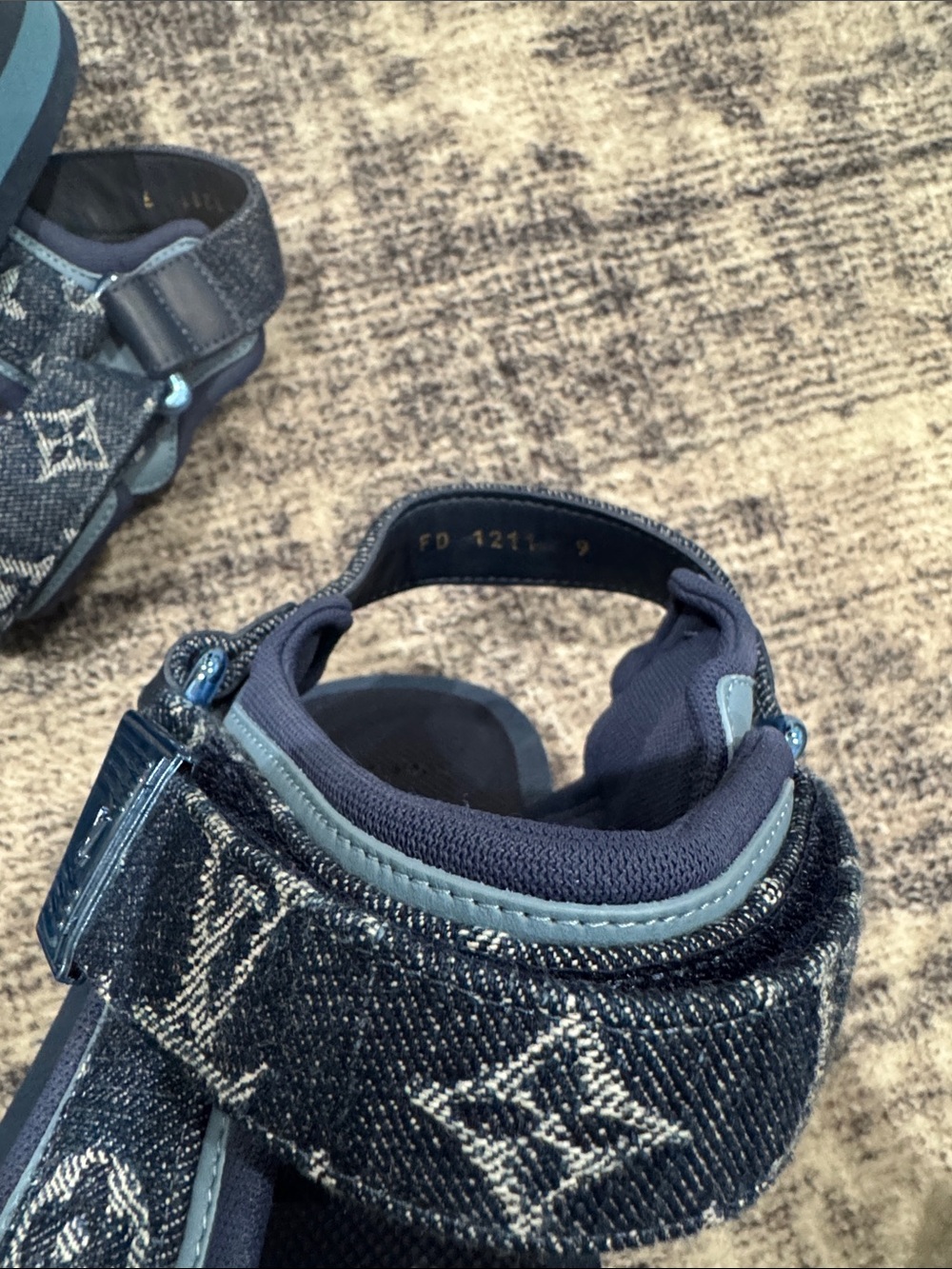 Louis Vuitton Men’s Denim Monogram Velcro Sandals - Blue - Picture 6 of 7